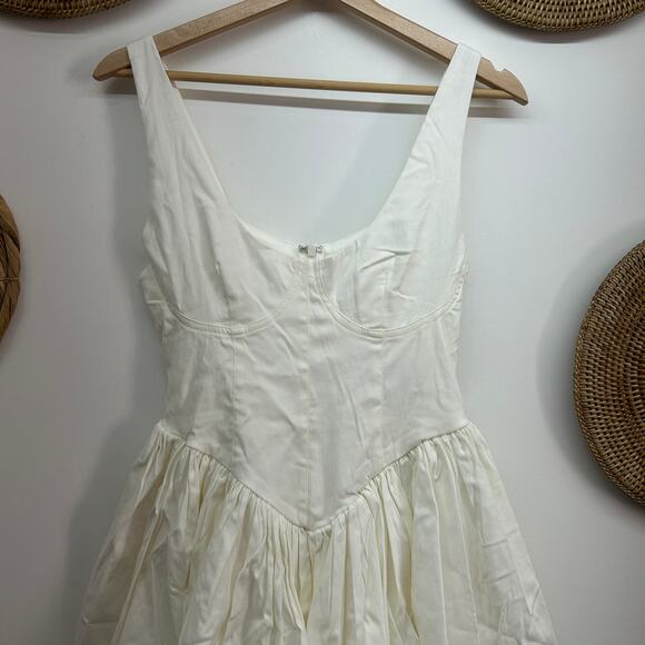 NEW 12th Tribe Neutral Kit White Drop Waist Mini Dress Medium Western Bridal - Picture 4 of 7